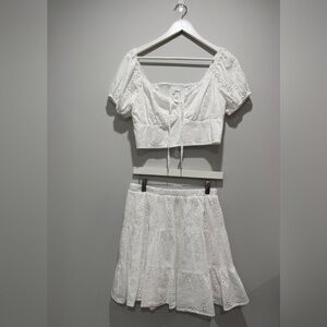 NEW Japna White Eyelet 2-Pce Skirt Set Size L NWOT